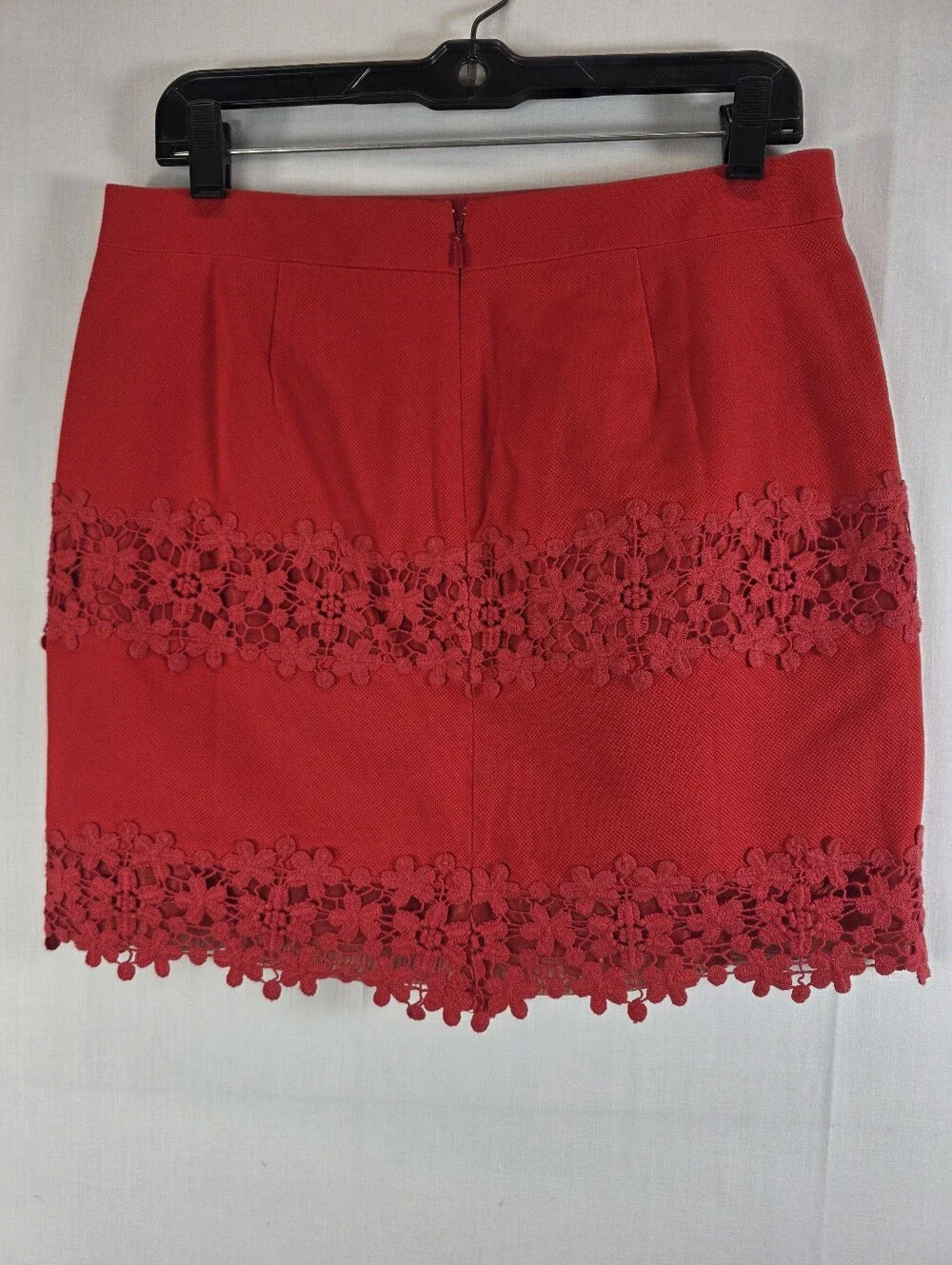 NWT J.Crew Red Floral Crochet Lace Trim Mini Skirt Size 4 (Style A4134)